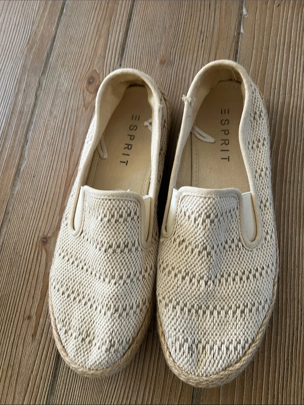 Esprit Cream Knit Slip-On Espadrille Flats